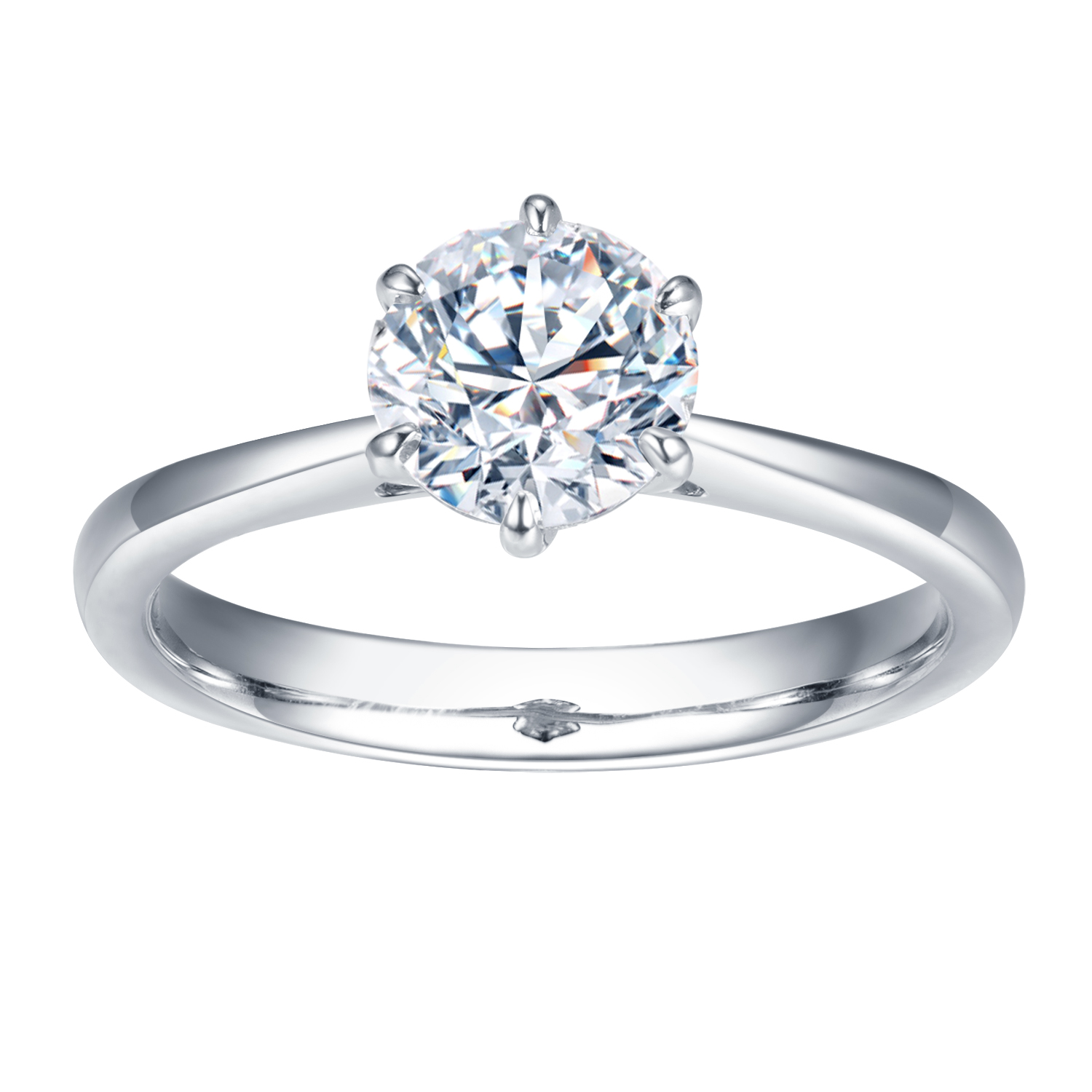 Messi Jewelry - Messi Gems MS-493 Platinum 950 Solitary 8mm Moissanite Ring Rings 8
