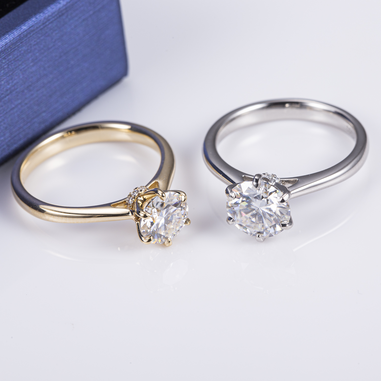 Messi Jewelry - Messi Gems MS-493 Platinum 950 Solitary 8mm Moissanite Ring Rings 11