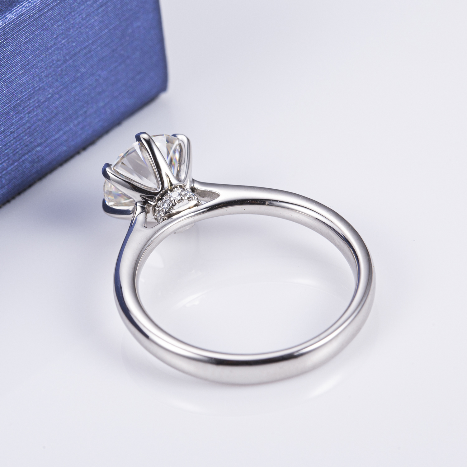 Messi Jewelry - Messi Gems MS-493 Platinum 950 Solitary 8mm Moissanite Ring Rings 14