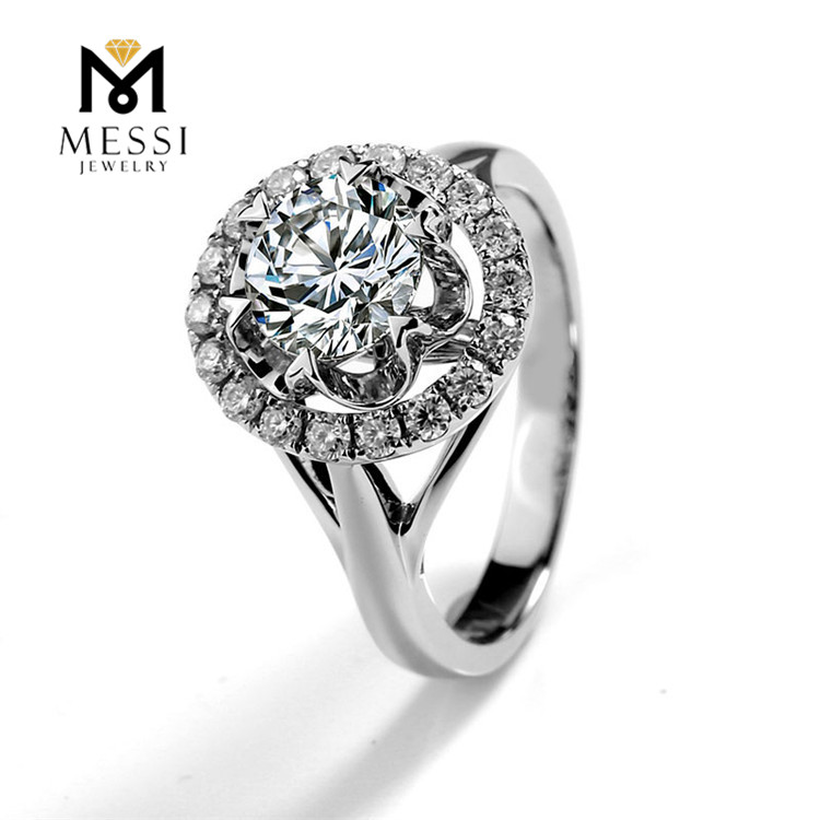 Barang Kemas Messi - Barang Kemas Messi Cincin Moissanite 1ct emas putih Cincin moissanite 14k 18k untuk perkahwinan Barang Kemas Emas Moissanite 7