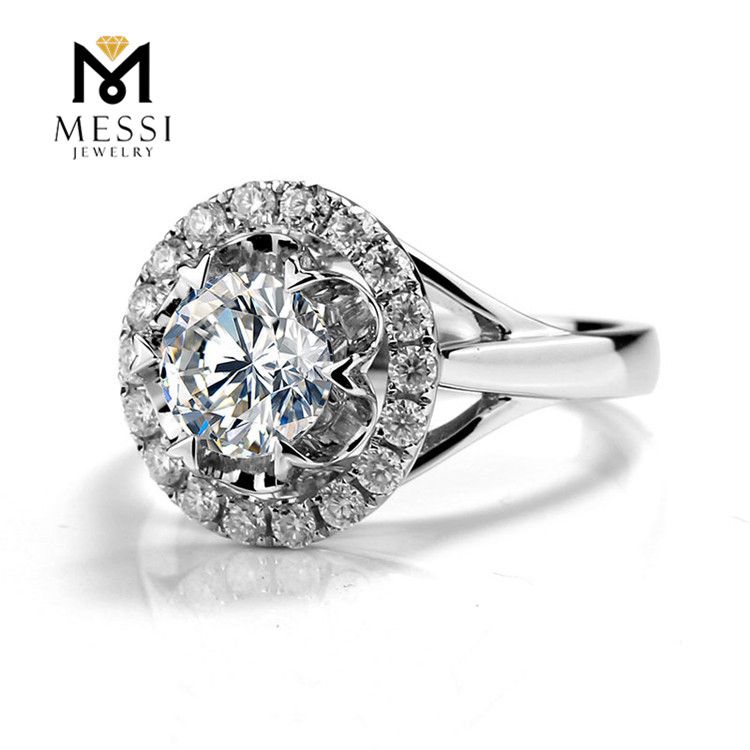 Barang Kemas Messi - Barang Kemas Messi Cincin Moissanite 1ct emas putih Cincin moissanite 14k 18k untuk perkahwinan Barang Kemas Emas Moissanite 8