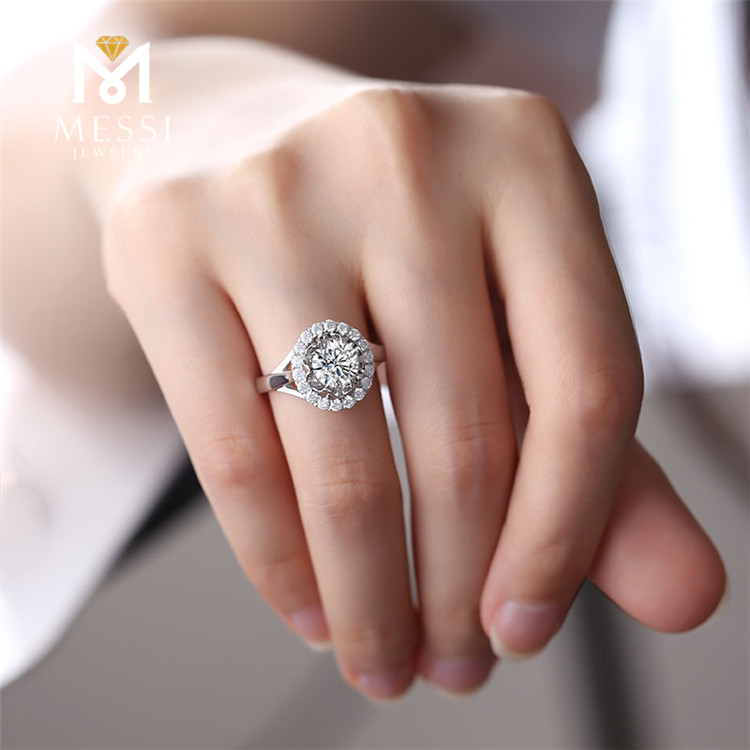 Barang Kemas Messi - Barang Kemas Messi Cincin Moissanite 1ct emas putih Cincin moissanite 14k 18k untuk perkahwinan Barang Kemas Emas Moissanite 10