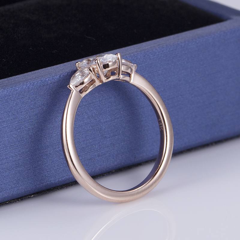 Messi Jewelry - MS-553 White Gold Oval Cut Three Stone Moissanite Ring Set Rings 12