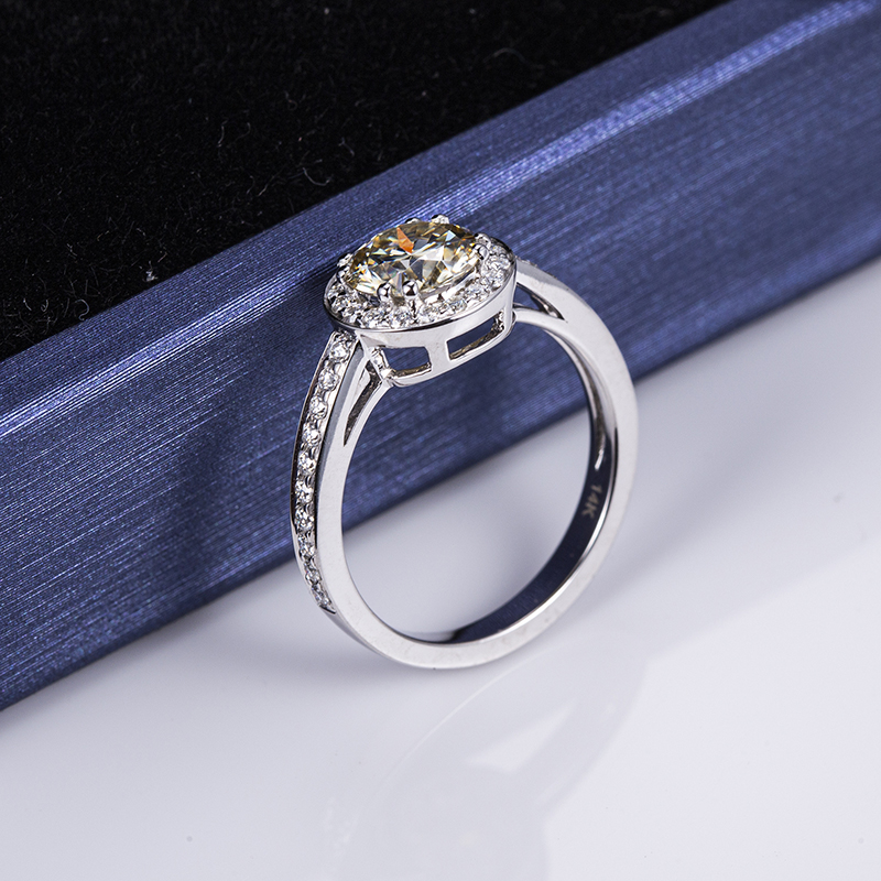 Messi Alahas - Messi Gems MS-535 14K Gold Women Engagement Dark Yellow Moissanite Ring Rings 11