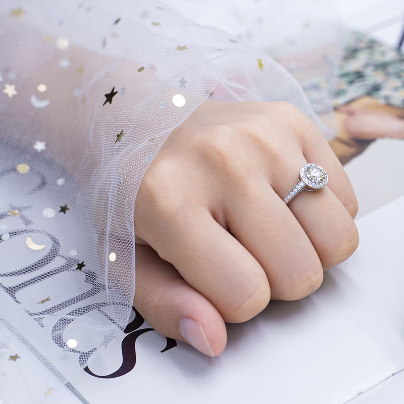 Messi Alahas - Messi Gems MS-535 14K Gold Women Engagement Dark Yellow Moissanite Ring Rings 13