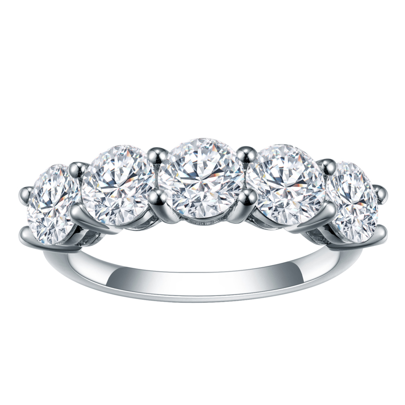 Messi Jewelry - MS-580 18K White Gold DEF Diamond Moissanite Half Eternity Ring Rings 8