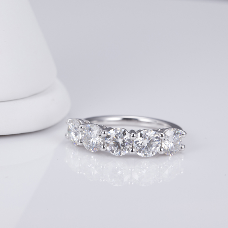 Messi Jewelry - MS-580 18K White Gold DEF Diamond Moissanite Half Eternity Ring Rings 9