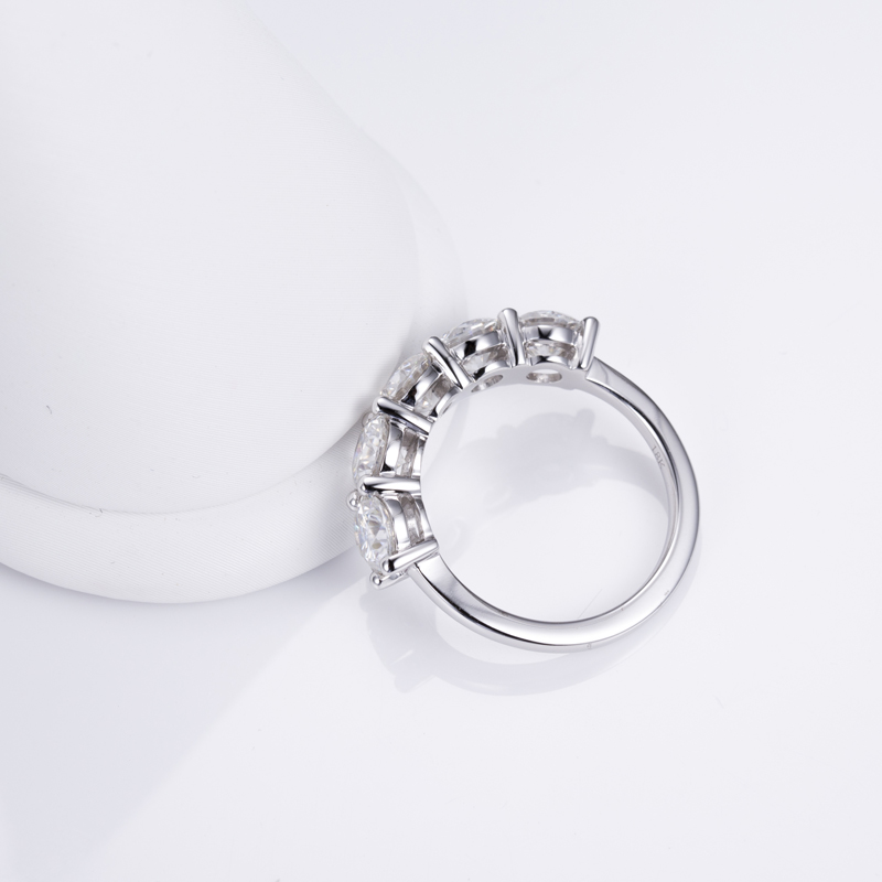 Messi Jewelry - MS-580 18K White Gold DEF Diamond Moissanite Half Eternity Ring Rings 10