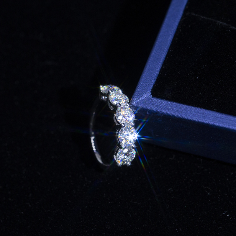 Messi Jewelry - MS-580 18K White Gold DEF Diamond Moissanite Half Eternity Ring Rings 14