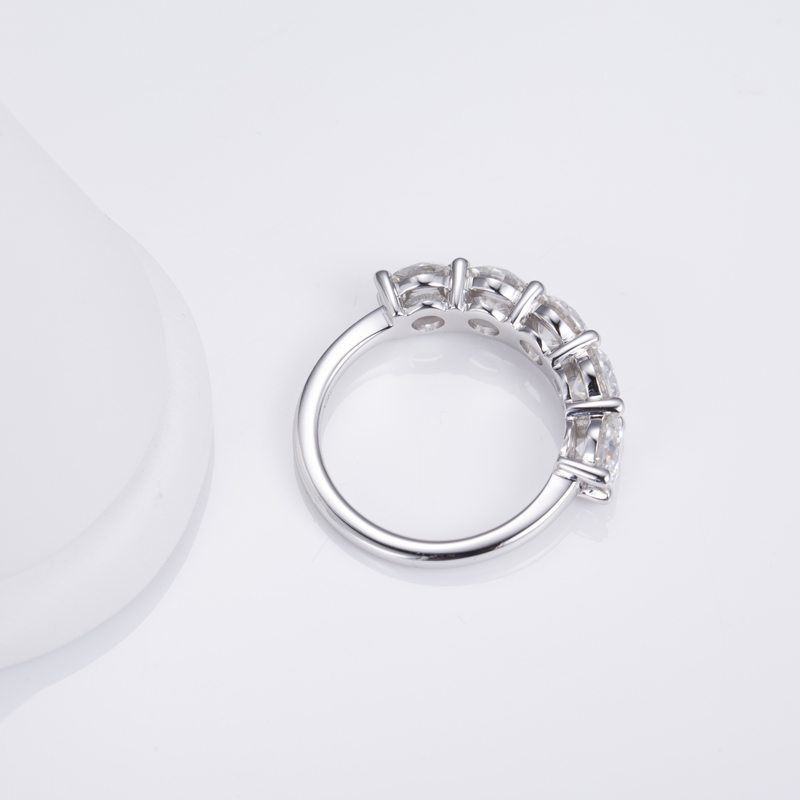 Messi Jewelry - MS-580 18K White Gold DEF Diamond Moissanite Half Eternity Ring Rings 11