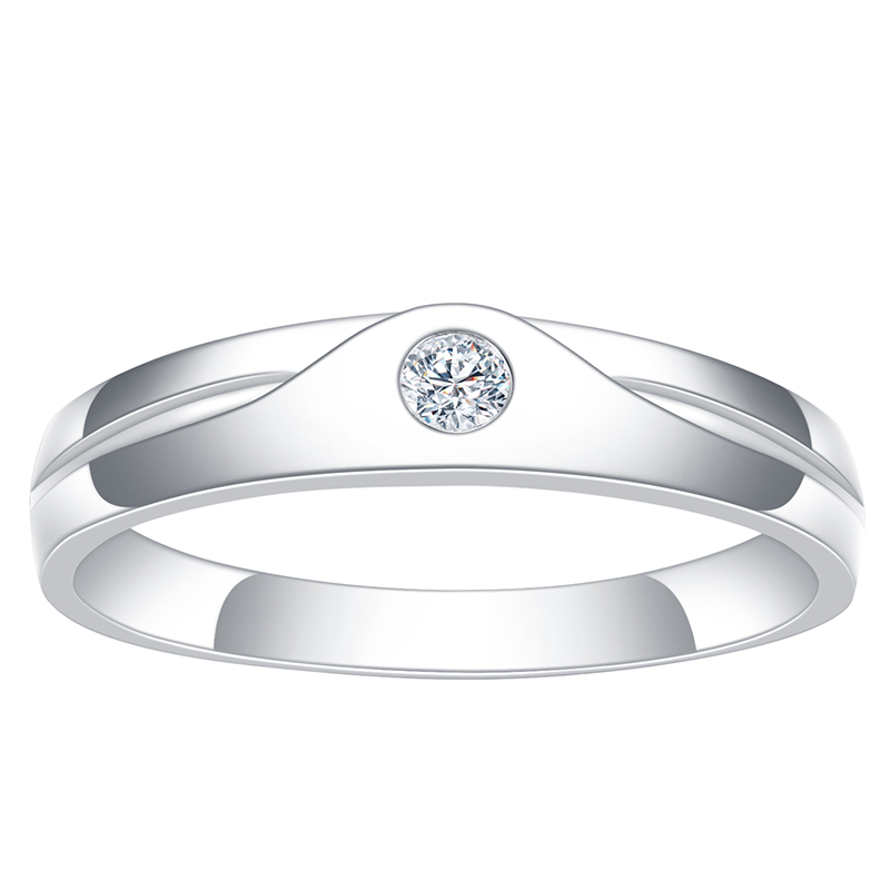 Barang Kemas Messi - Cincin pasangan perkahwinan jenama moissanite MS-366 18K emas putih DEF 12