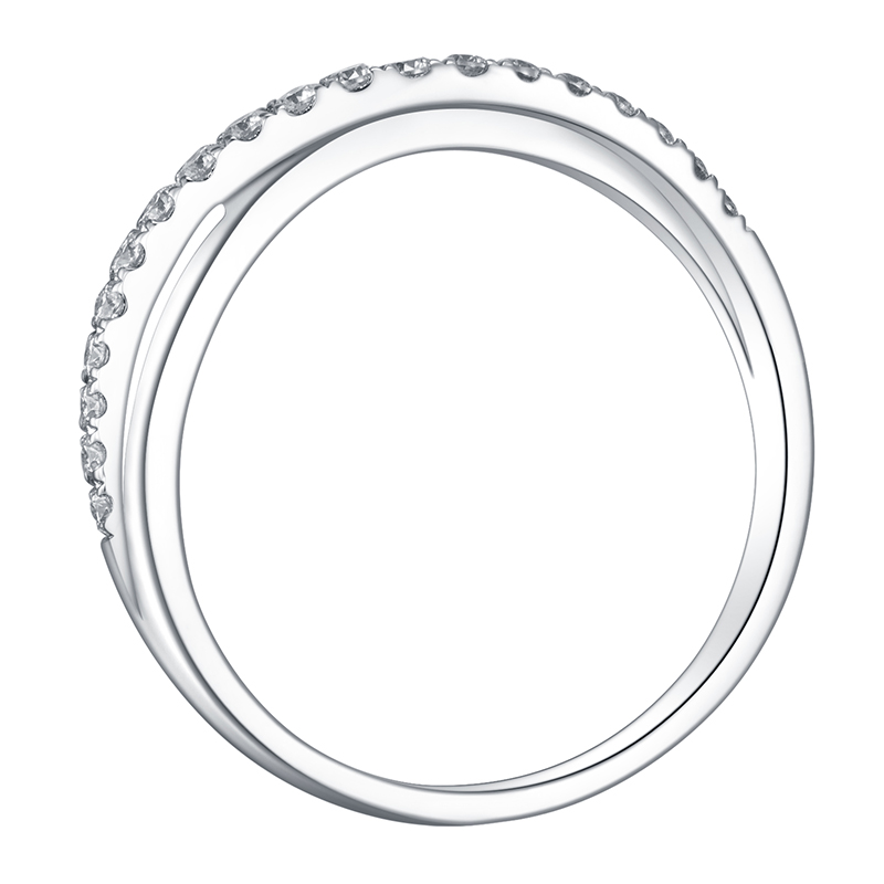 Barang Kemas Messi - Cincin pasangan perkahwinan jenama moissanite MS-366 18K emas putih DEF 10