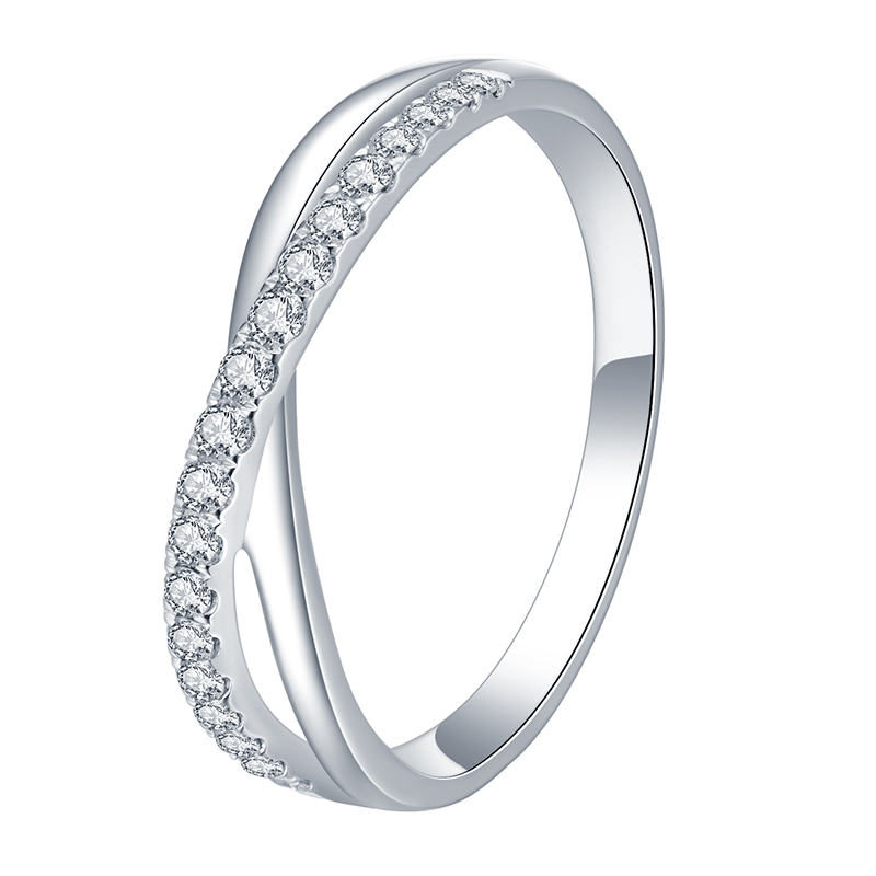 Barang Kemas Messi - Cincin pasangan perkahwinan jenama moissanite MS-366 18K emas putih DEF 8