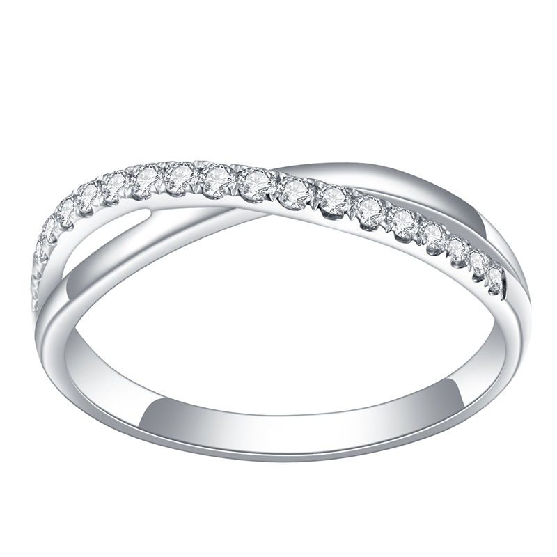 Barang Kemas Messi - Cincin pasangan perkahwinan jenama moissanite MS-366 18K emas putih DEF 9