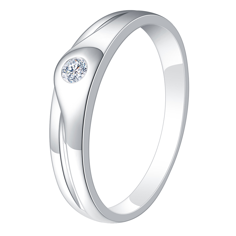 Barang Kemas Messi - Cincin pasangan perkahwinan jenama moissanite MS-366 18K emas putih DEF 11