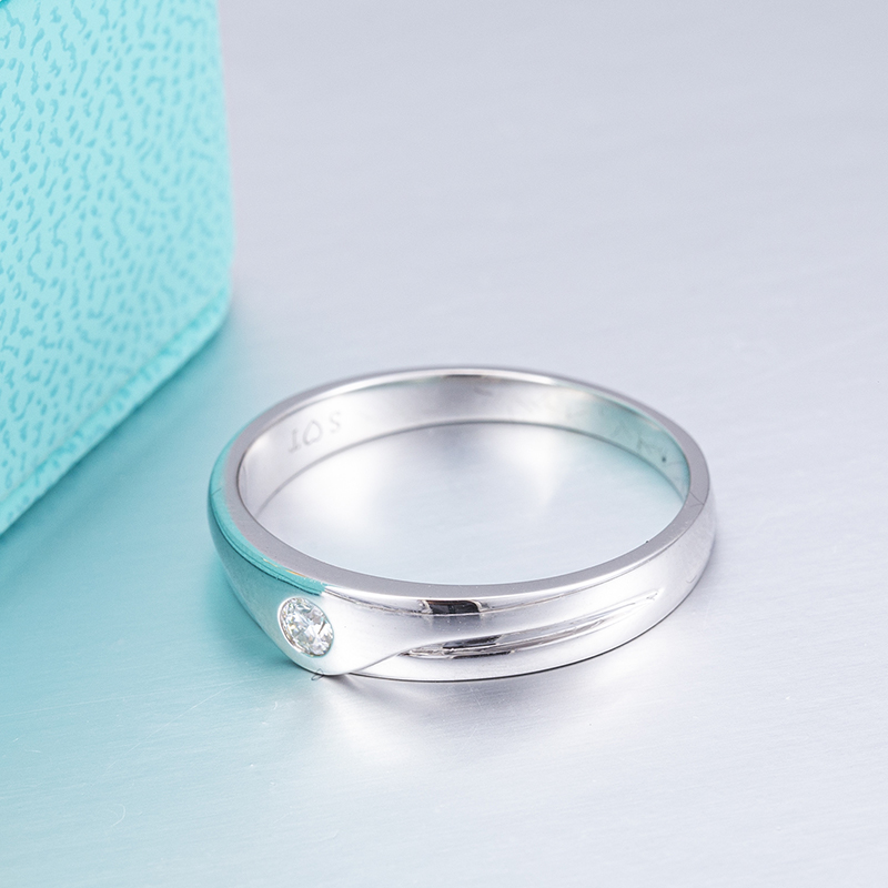 Barang Kemas Messi - Cincin pasangan perkahwinan jenama moissanite MS-366 18K emas putih DEF 15