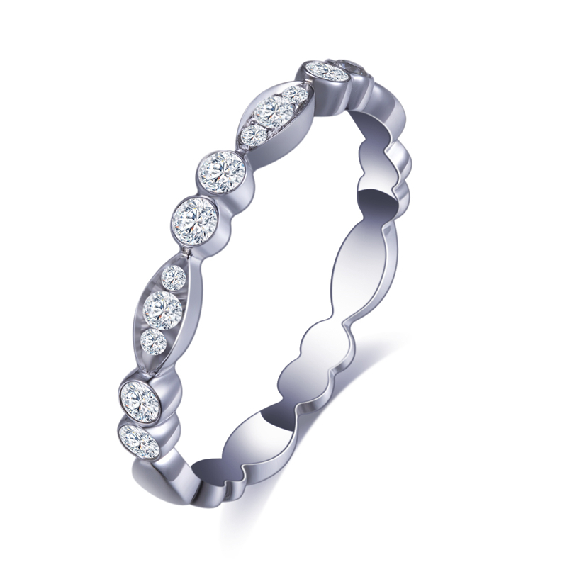 Messi Jewelry - Messi Jewelry 18K solid gold with moissanite half setting Eternity Band Ring for women Rings 8