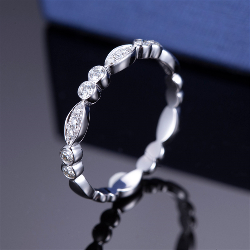 Messi Jewelry - Messi Jewelry 18K solid gold with moissanite half setting Eternity Band Ring for women Rings 10