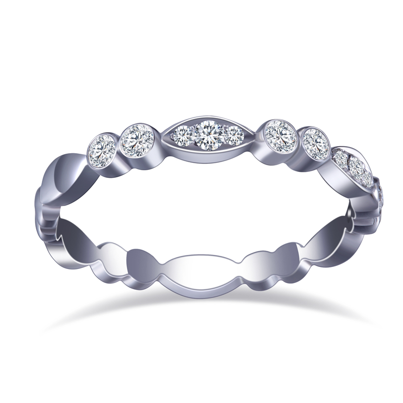 Messi Jewelry - Messi Jewelry 18K solid gold with moissanite half setting Eternity Band Ring for women Rings 11