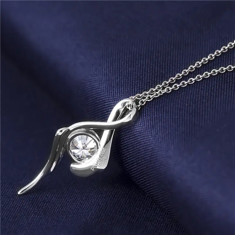 Messi Moissanite Solitaire Necklace - White Gold Fashion Jewelry 5