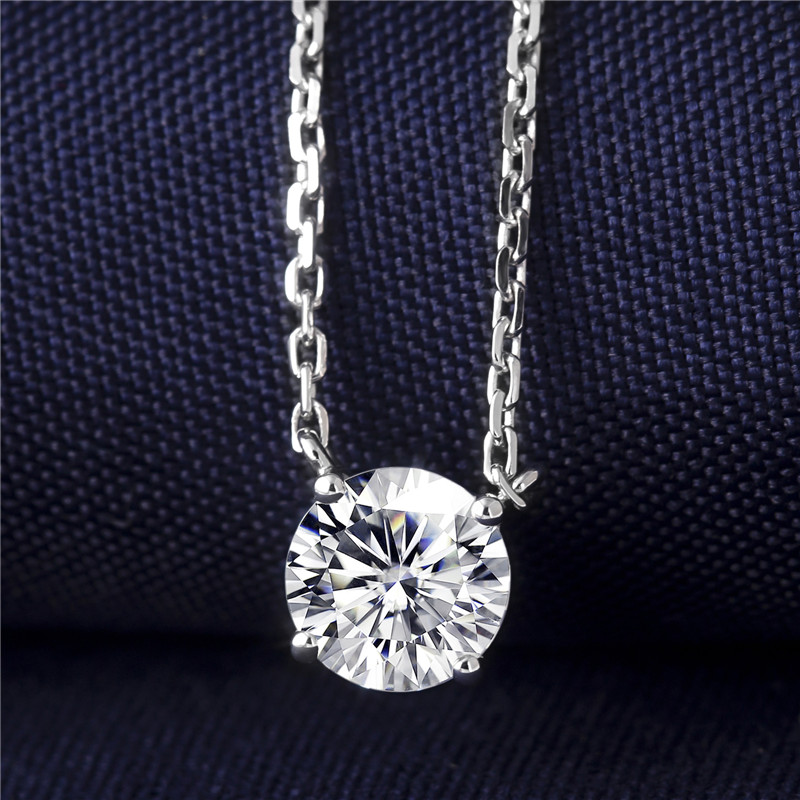 Messi Jewelry - Messi Jewelry Women Necklace 18K White Gold Necklace1ct Moissanite Necklace Necklace 9