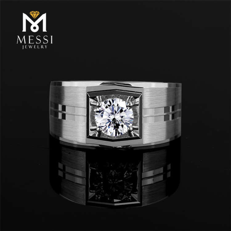 Messi Jewelry - Messi Jewelry Messi gems 1 Carat VVS DEF diamond moissanite men ring 14k 18k white gold engagement wedding synthetic diamond Men Rings 10