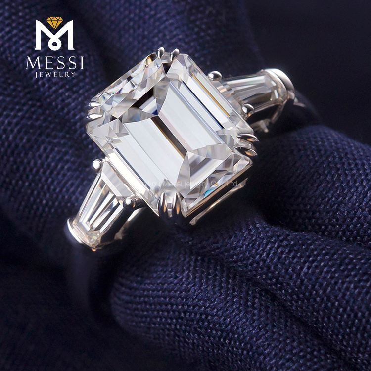 Messi Jewelry - MS-240 Messi Jewelry wholesale price 18K white gold 4 carat emerald cut DEF VVS moissanite women ring Rings 10