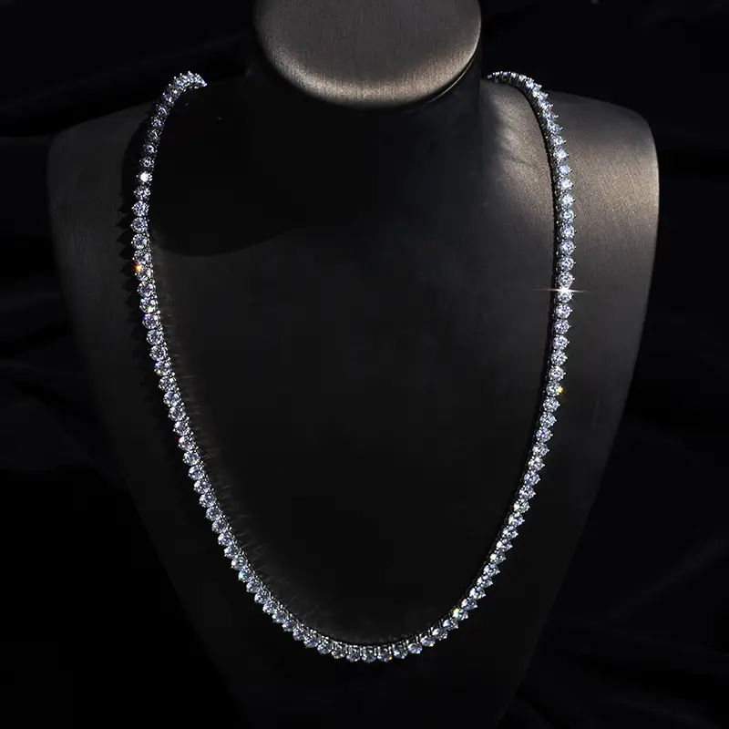 10K-18K Gold Tennis Chains Necklace - Iced Out Moissanite Diamonds 3