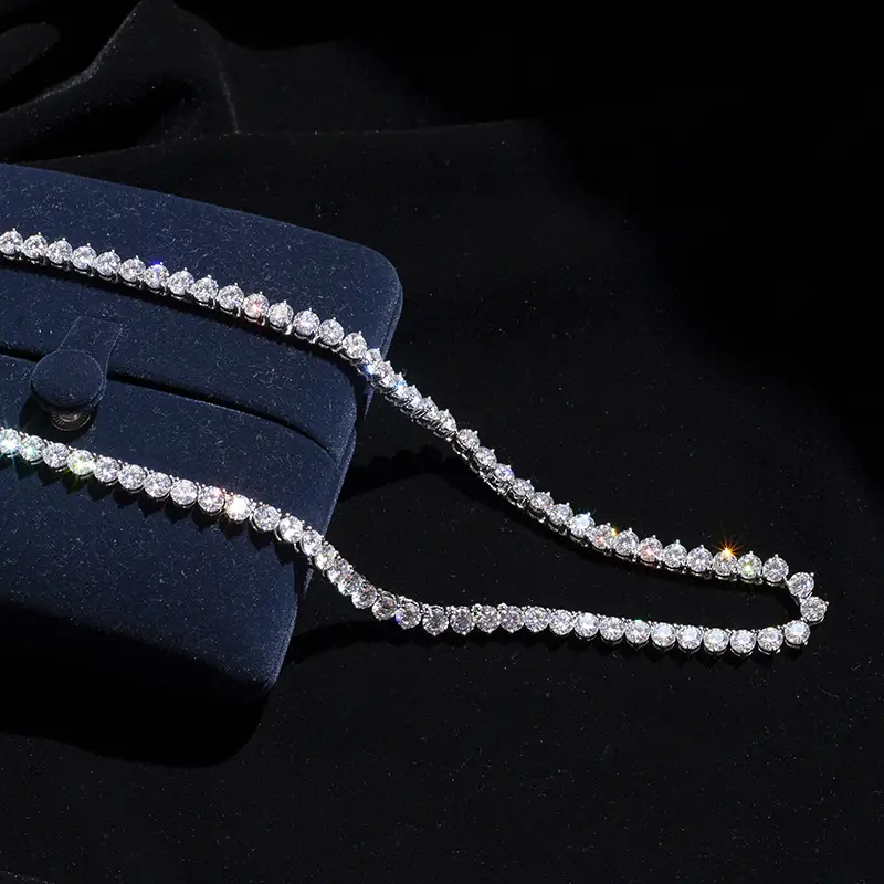 10K-18K Gold Tennis Chains Necklace - Iced Out Moissanite Diamonds 4