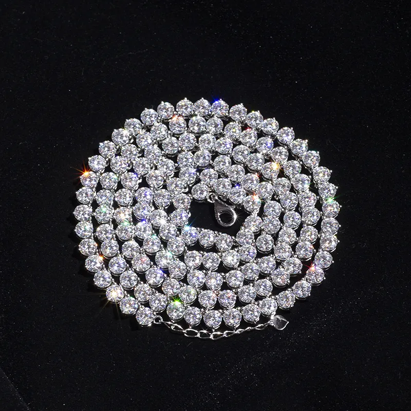 Iced Out Moissanite Diamond Tennis Chains - 10K/14K/18K Gold Necklace 5