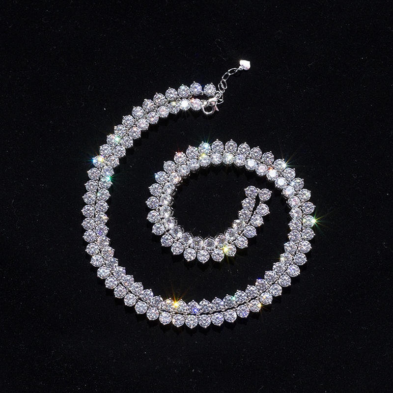 Messi Jewelry - Iced Out Moissanite Diamond Tennis Chains 10K 14K 18K Gold Tennis Chains Necklace Tennis Bracelet & Necklace 15