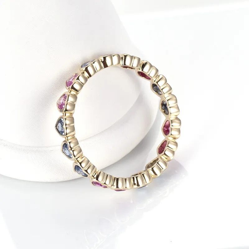 Rainbow Heart Cut 9K Yellow Gold Sapphire Ring 5