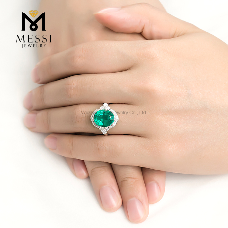 Barang Kemas Messi - MS-230 Messi Barang Kemas harga borong 18k emas putih 3 karat asscher cut makmal mencipta cincin pertunangan zamrud Cincin 14