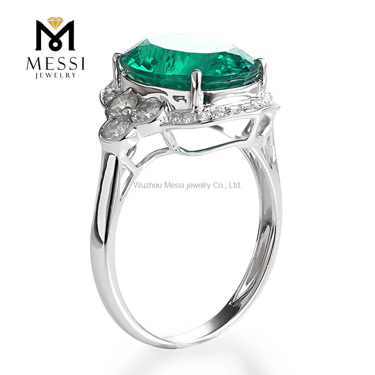 Barang Kemas Messi - MS-230 Messi Barang Kemas harga borong 18k emas putih 3 karat asscher cut makmal mencipta cincin pertunangan zamrud Cincin 12