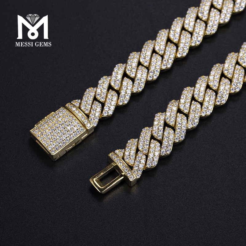 Messi Jewelry - Men Chain Jewelry Hip Hop 925 Sterling Silver Lab Diamond Vvs Moissanite Cuban Link Chain Necklace 10