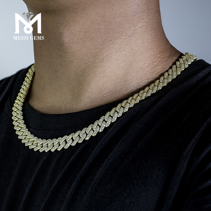 Messi Jewelry - Men Chain Jewelry Hip Hop 925 Sterling Silver Lab Diamond Vvs Moissanite Cuban Link Chain Necklace 11