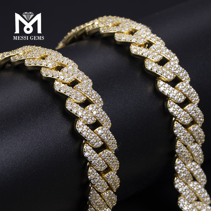 Messi Jewelry - Men Chain Jewelry Hip Hop 925 Sterling Silver Lab Diamond Vvs Moissanite Cuban Link Chain Necklace 8