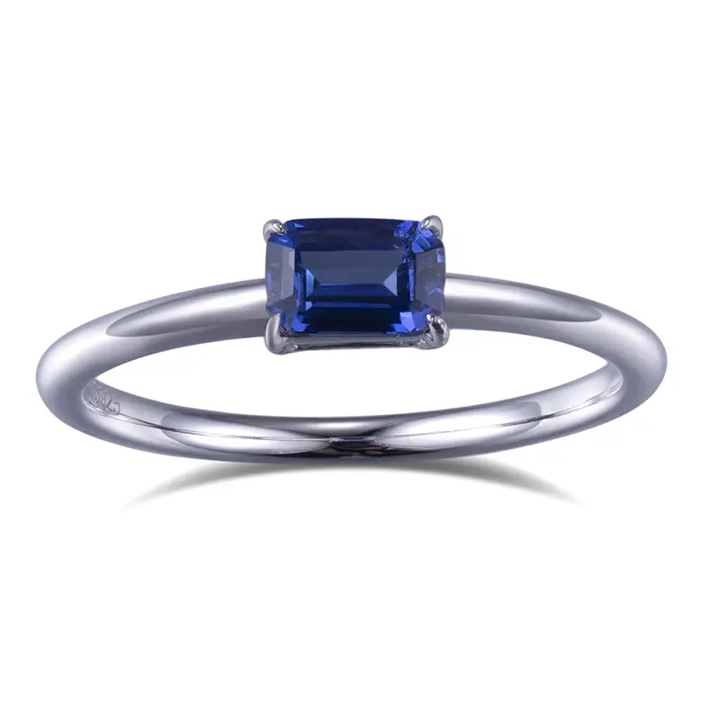 Gioielli Messi - MS -646 Octagon Cut Lab Sapphire Grown Sapphire Personalized 925 Silver Solitaire Ring Custom Custom 1