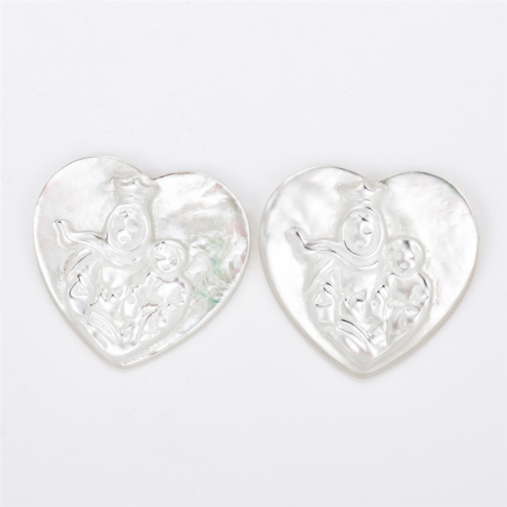 Messi Jewelry - Rectangle Heart shape White HEART JESUS MARIA St.George Angel Shell Mother of pearl Mother Of Pearl 11