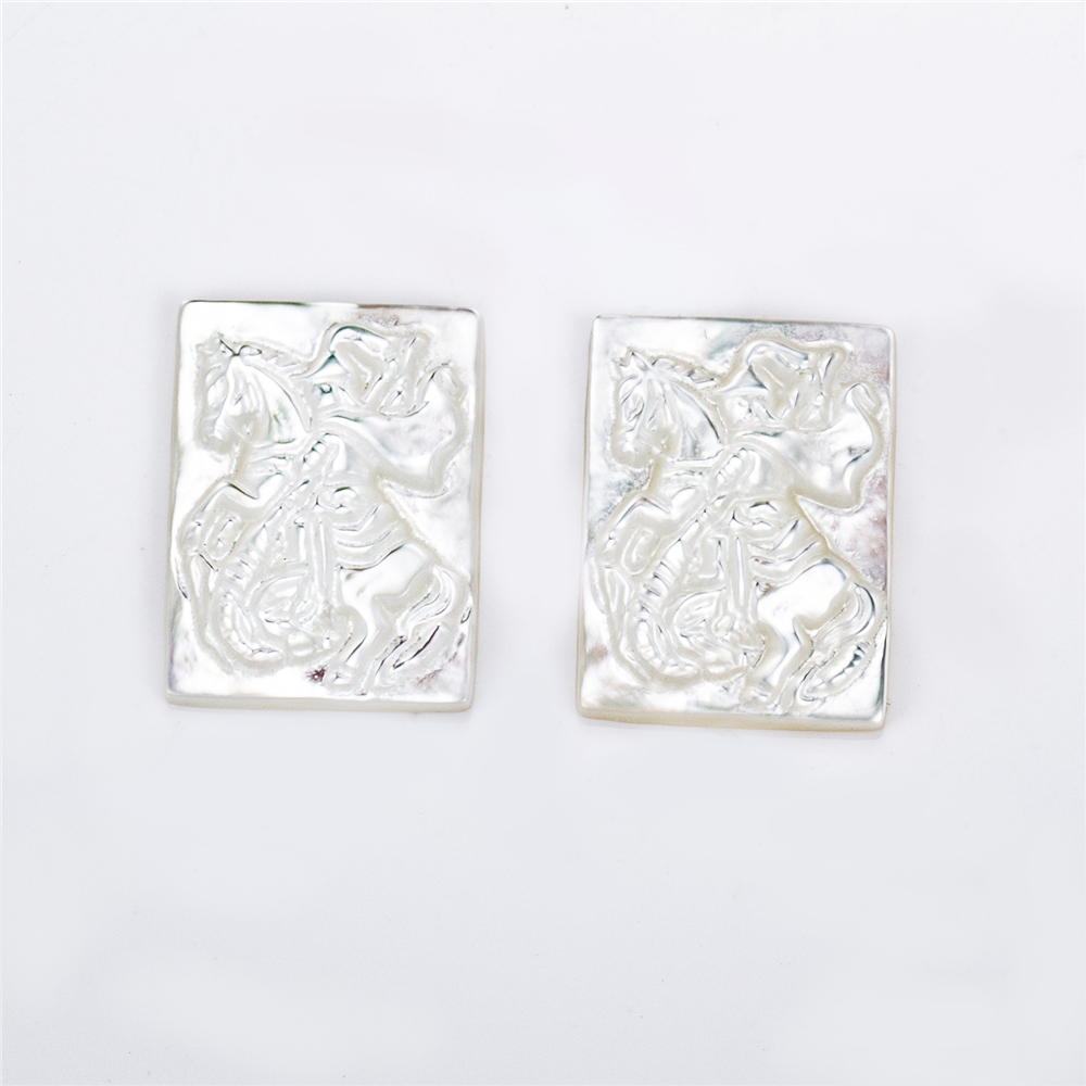 Messi Jewelry - Rectangle Heart shape White HEART JESUS MARIA St.George Angel Shell Mother of pearl Mother Of Pearl 17