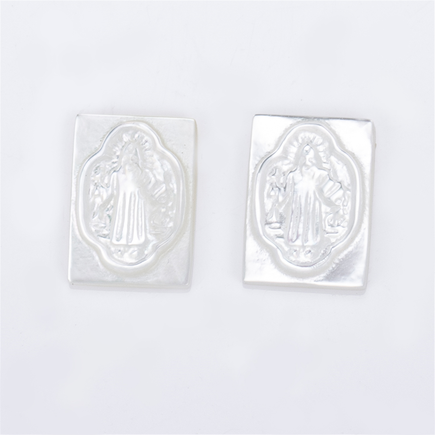 Messi Jewelry - Rectangle Heart shape White HEART JESUS MARIA St.George Angel Shell Mother of pearl Mother Of Pearl 15