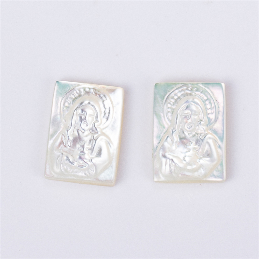 Messi Jewelry - Rectangle HEART JESUS Shell Mother of pearl Mother Of Pearl 9