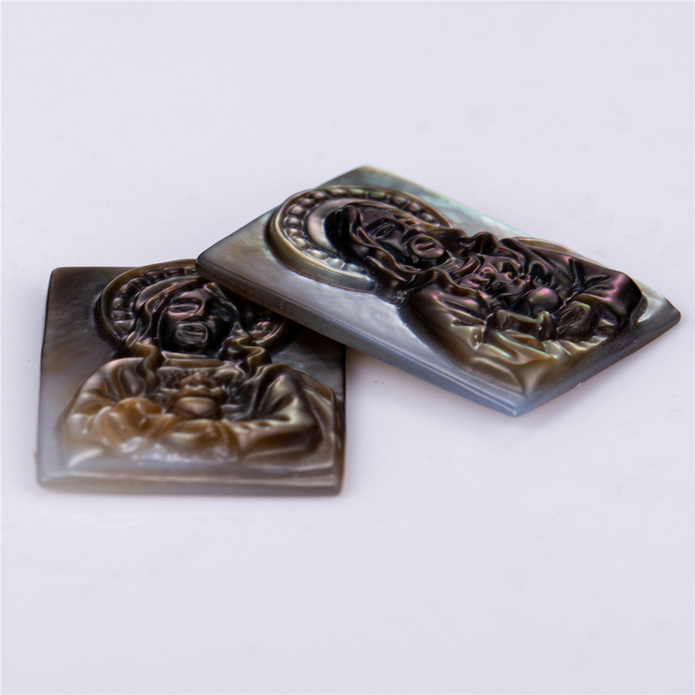 Messi Jewelry - Rectangle HEART JESUS Shell Mother of pearl Mother Of Pearl 10