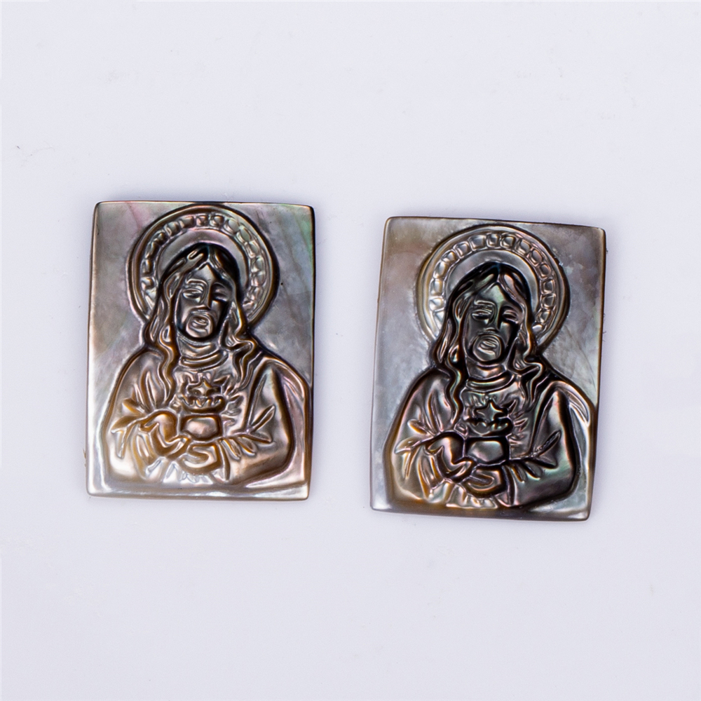 Messi Jewelry - Rectangle HEART JESUS Shell Mother of pearl Mother Of Pearl 11