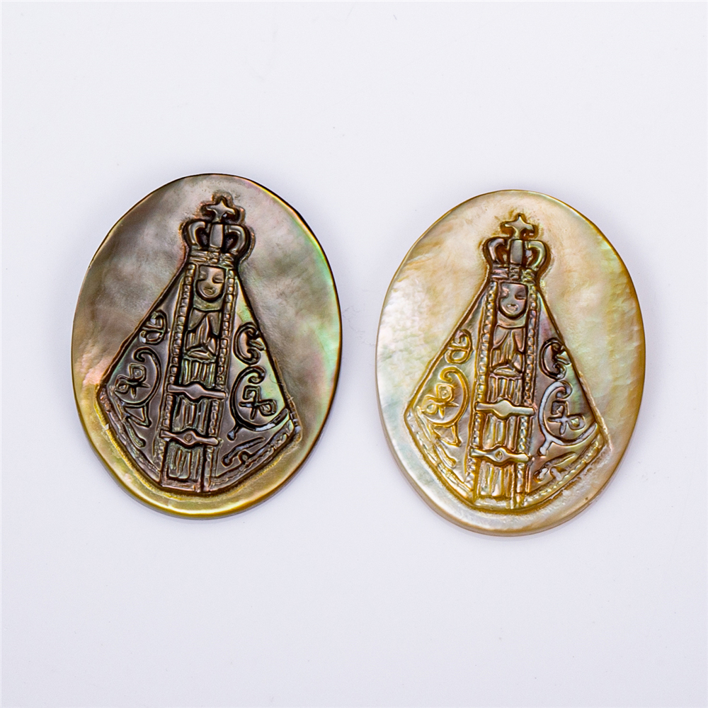 Messi Jewelry - OVAL White Black APARECIDA Shell Mother of pearl Mother Of Pearl 8