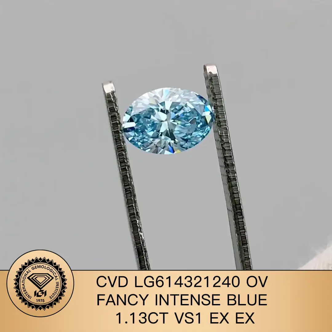IGI LAB DIAMOND CVD LG614321240 OV FANCY INTENSE BLUE 1.13CT VS1 EX EX 1