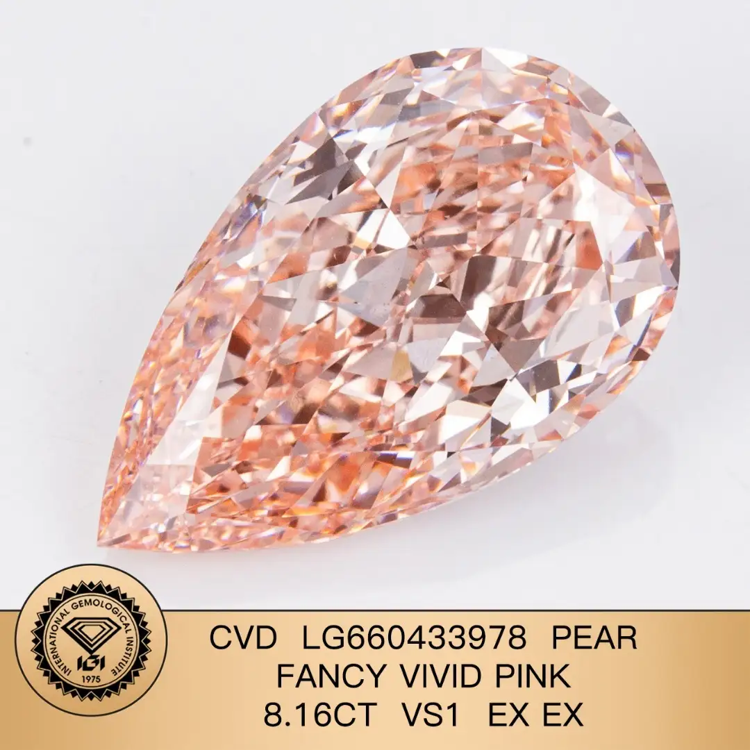Fancy Vivid Pink Pear 8.16ct vs1 ex CVD LG660433978 | para joyas | Joyería de Messi 1