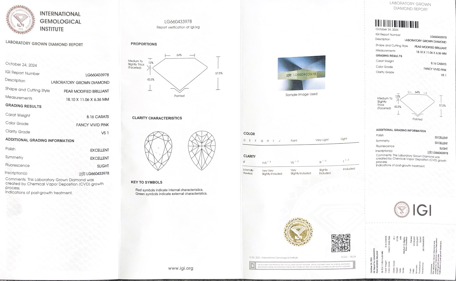 Lab Diamond: Advanced Pear Cut, IGI Certified 3