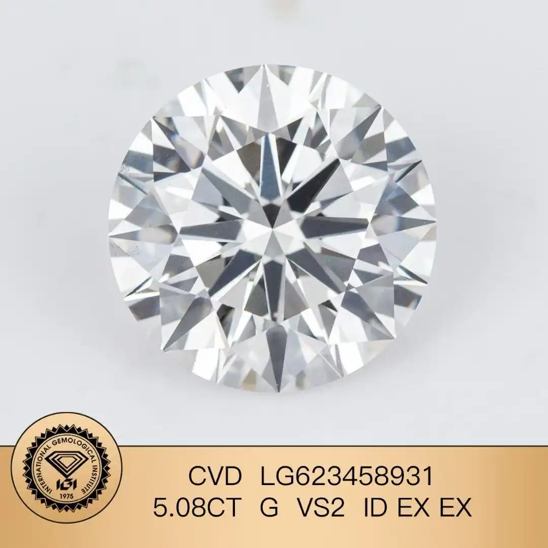 Lab Diamond IGI Round 5.08Ct G VS2 ID ex CVD LG623458931 1