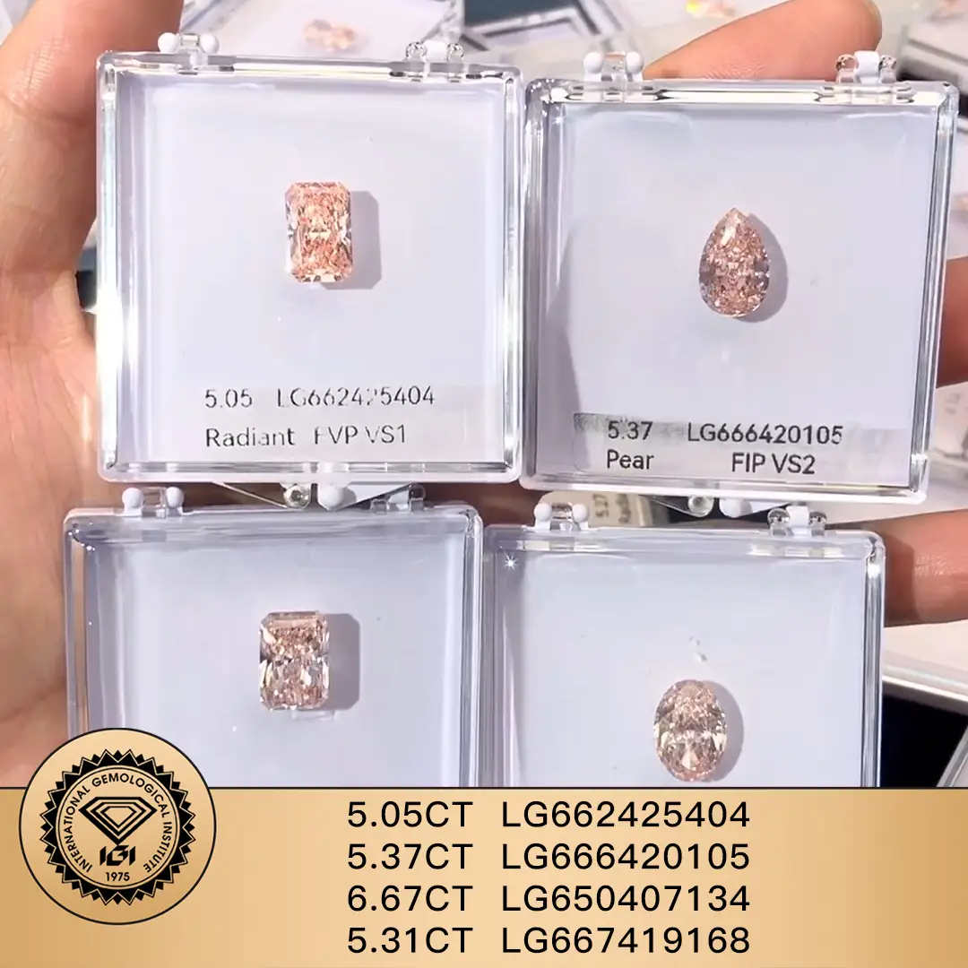 Messi Jewelry Lab Grown Diamond Manufacture Fancy VIVID Rosa 5,05CT 6,67CT 5,37CT 5,31 CT Ovalo Ovale Peere radiante 1
